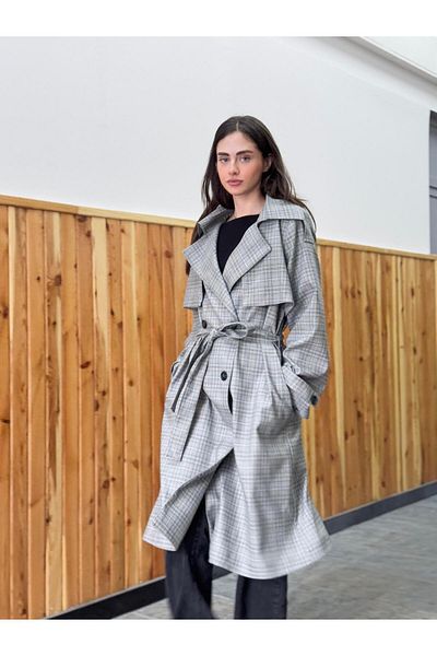 Retrobird Jachetă de damă, gri, cu design britanic, trench