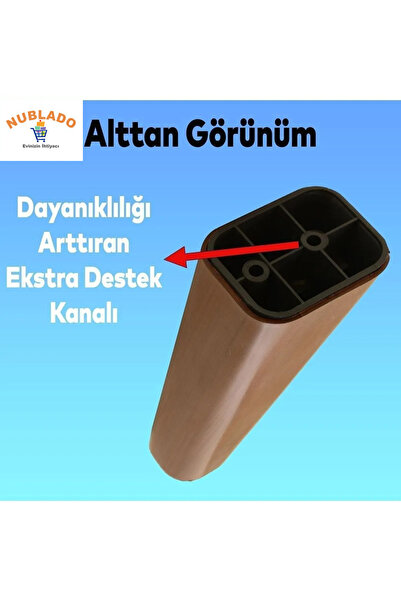 NUBLADO Lüks Mobilya Kanepe Tv Ünitesi Koltuk Ayağı 14 Cm Kahverengi Ahşap Desenli Baza Ayakları.