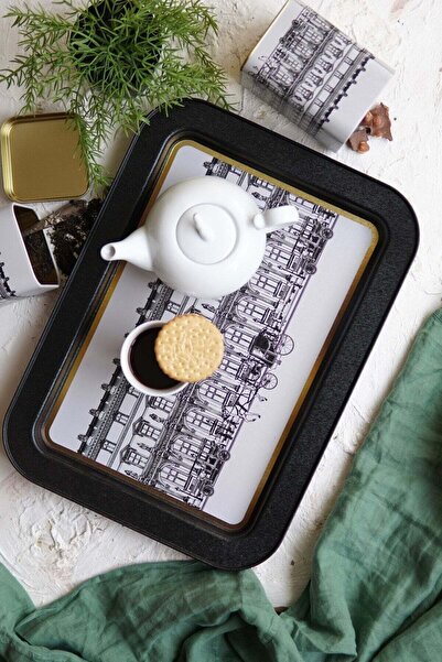 Hesaplı Kasa Urban Grande Metal Servis Tepsisi 31x43 cm Desenli Dikdörtgen