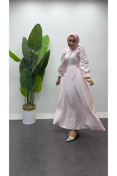 ışık tesettur Derya Seersucker Dress