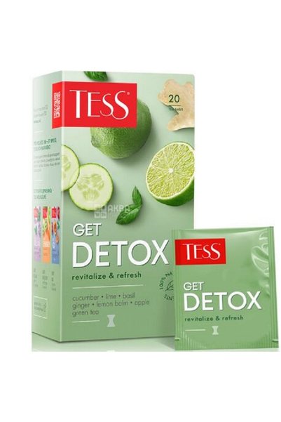 Tess Limon ve Taze Salatalık Aromalı Yeşil Çay Detox Poşet Çay 20'li