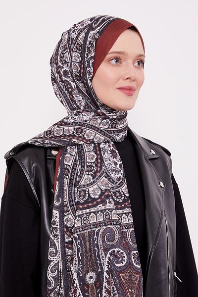 Levidor Ethnic Love Shawl με ρίγες στην άκρη του καφέ