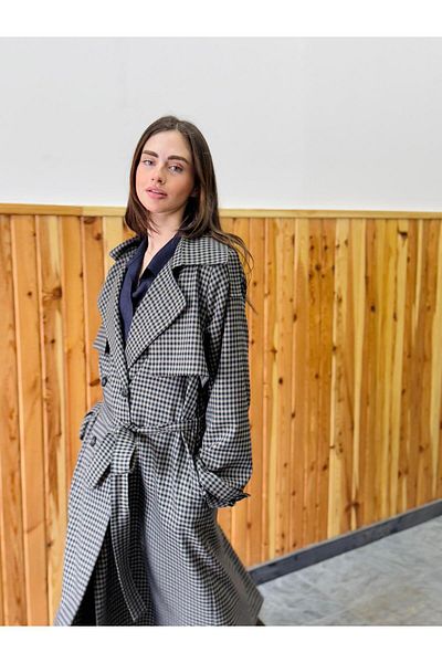 Retrobird Women's British Trenchcoat - Cape Model, Piti Checked Design