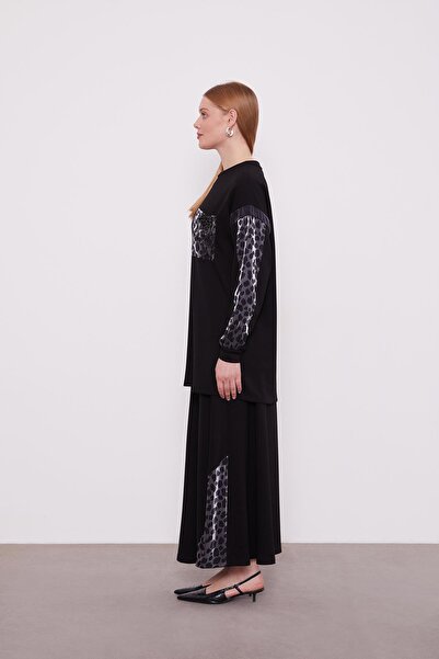 Levidor Μαύρο σετ με φούστα με σχέδιο λεοπάρ