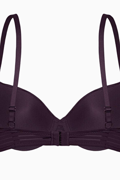 Wonna Сутиен от раиран плат - Push Up, с подплънки, с банели - 2514 - Горчиво кафяв