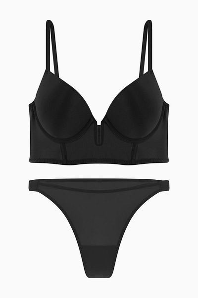 Wonna Σετ σουτιέν και εσώρουχα Lirio micro - Push Up, με επένδυση - Μαύρο 2573