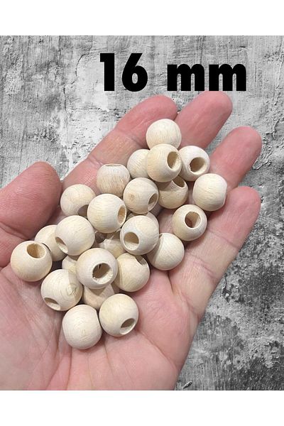 Selin 16 mm Raw 100g Wide Hole Untreated Wood Beads