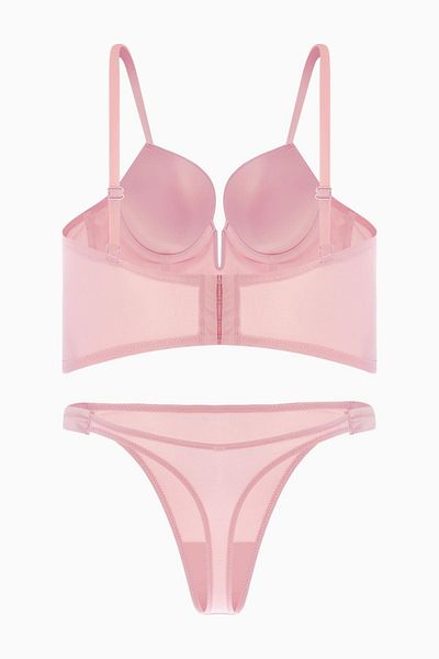 Wonna Pink Lirio Bustier Set - Micro Bra and Panty Set - Push Up, Padded - Fashion - 2573