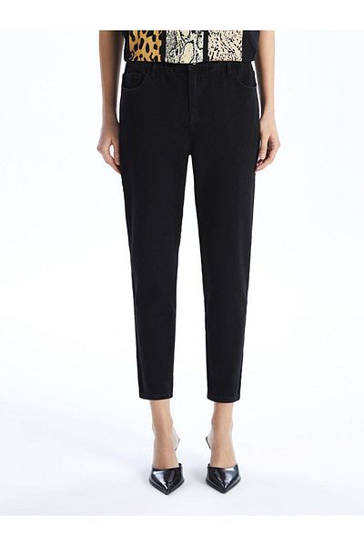 LC Waikiki LCWAIKIKI Pantaloni de jeans pentru femei Slim Mom cu talie elastică clasică