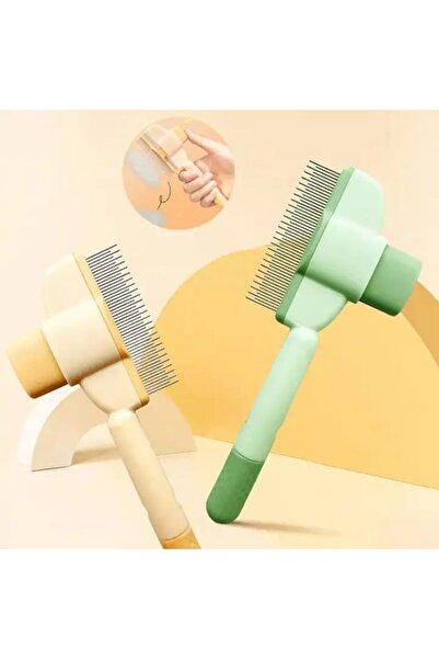 Exelox Tek Tuşla(MASAJ ETKİLİ) Kolay Temizlenir Basmalı Kedi Köpek Tarağı(sarı renk gönderilecektir)