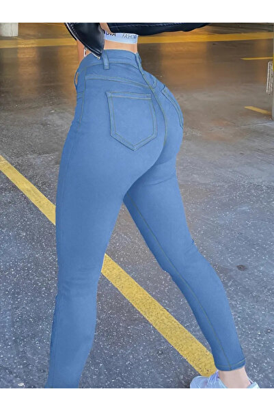 Kokosh moda Γυναικείο ψηλόμεσο τζιν με κουμπιά μπροστά