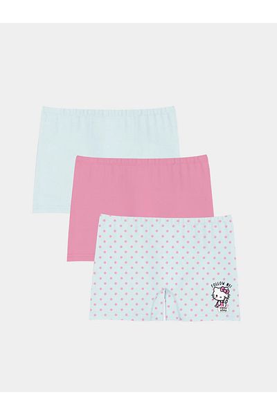 LC Waikiki Boxer pentru fete cu imprimeu Hello Kitty albastru LCW Kids, pachet de 3