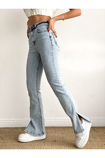 Trn JNS Lina Tall Flare Ice Snow Blue Spanish Jeans with Slit