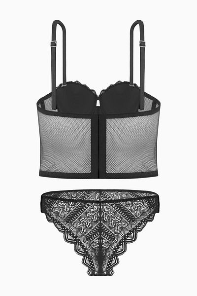 Wonna Σετ μπουστάκι και σουτιέν Olivia Lace χωρίς στήριγμα - Μαύρο 2502