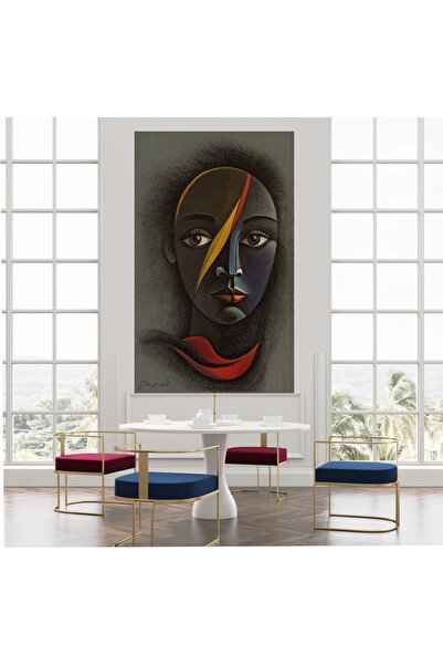 KanvasSepeti Pictură în ulei abstractă cu guler roșu, texturată, de înaltă ca...