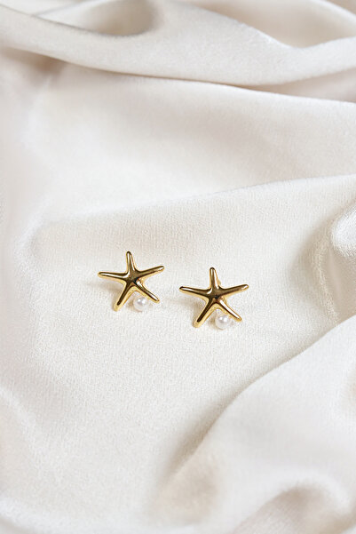 Brillo Pearl Detailed Starfish Model Earrings