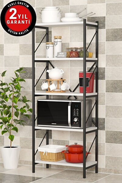 Mgr Office 5 Raflı Metal Mutfak Düzenleyici Raf Metal 5 Raflı Kitaplık Mutfak...