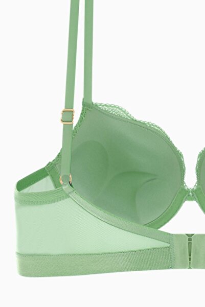 Wonna Andes Lacy σουτιέν με μεταλλικά αξεσουάρ - Extra Push Up, Επενδυμένο - 2576 - Πράσινο