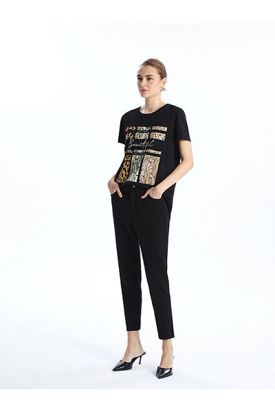 LC Waikiki LCWAIKIKI Pantaloni de jeans pentru femei Slim Mom cu talie elastică clasică