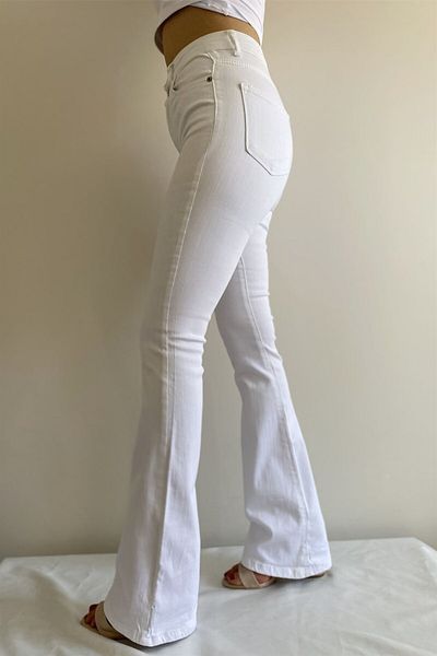 Trn JNS Γυναικείο τζιν παντελόνι Nicole White Flare Power Lycra