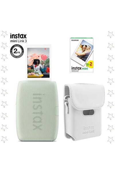 Fujifilm Instax Mini Link 3 Yeşil Akıllı Telefon Yazıcısı Beyaz Çanta Ve 20'l...