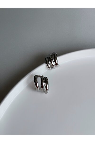 CLK AKSESUAR KADIN SİLVER PREMIUM SERİ RODYUM KAPLAMA TEK DELİK ÇOKLU GÖRÜNÜM KÜPE