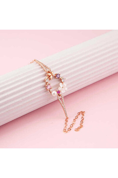 Gumush Gümüş Rose Kalp Manolya Çiçeği Kelebek Kadın Bileklik