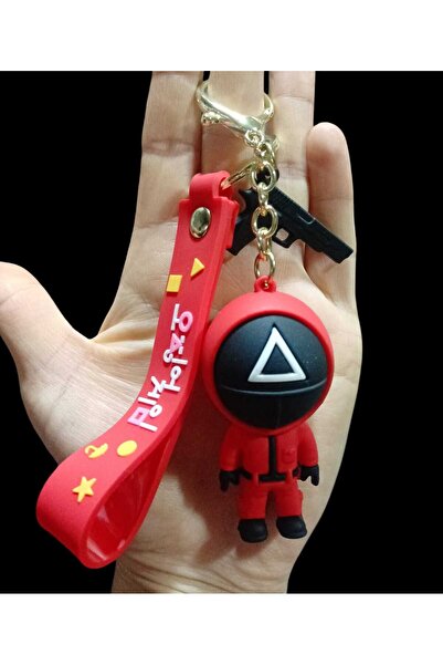 Mugs and love Squid Game ÜÇGEN silikon lüks büyük boy anahtarlık çanta aksesuar