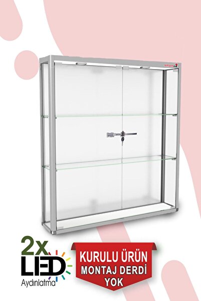 Smartad Camlı Camlı Dolap Koleksiyon Teşhir Vitrini 100x100x20