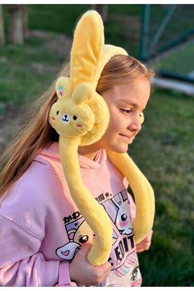 Queen Nelly Plush Furry Yellow Rabbit Movable Moving Sound Pump Earmuff Male Female Child Earmuff