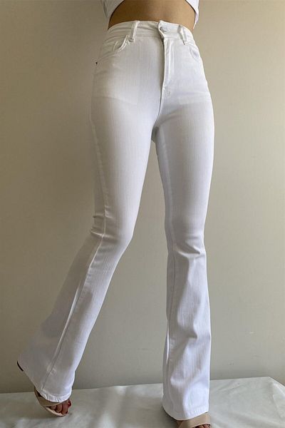 Trn JNS Γυναικείο τζιν παντελόνι Nicole White Flare Power Lycra