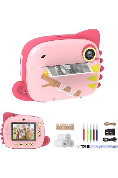 TIATUA Çocuk Kamerası Anında Baskı, 20MP Çift Lensli ve 32G SD Kartlı, Çocukl...