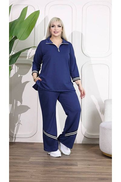 garajmood Large Size Bottom-Top Set with Black Stripe and Zipper Detail