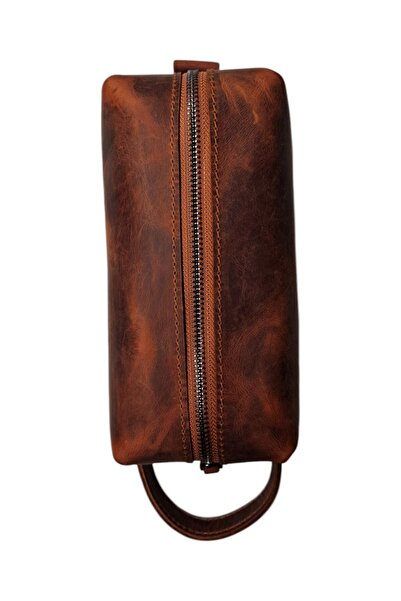 MAT Deri Orange Genuine Leather Men's Handbag Care and Accessory Bag Dopp Kit 20X11X10 cm