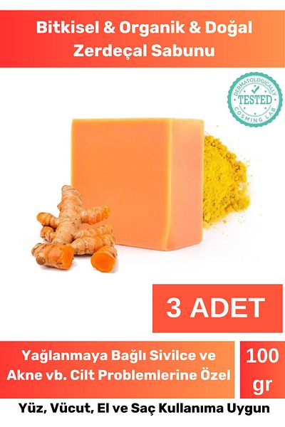 Fernanda Special Production Natural Beautiful Fragrant Original Turmeric Extract Hand Face Hair Body Skin Soap 3 Pcs