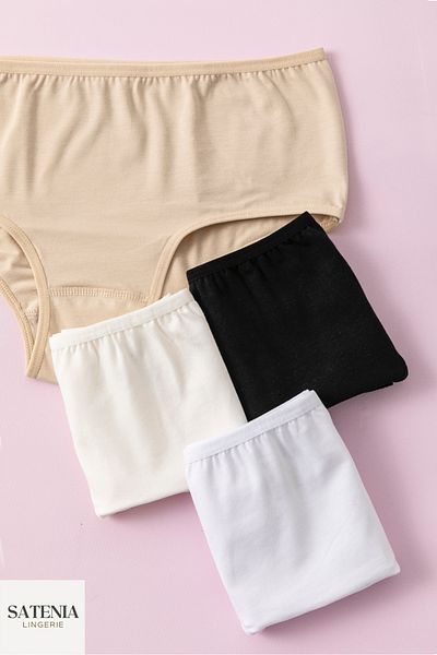 SATENIA LINGERIE Chiloți pentru femei cu talie înaltă - bumbac, lycra, pachet de 4, multicolor - negru, alb, piele, ecru