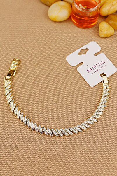 Keyifli Hayaller Xuping Vip Brand Zircon Stone Row Elegant Model Bracelet Gol...