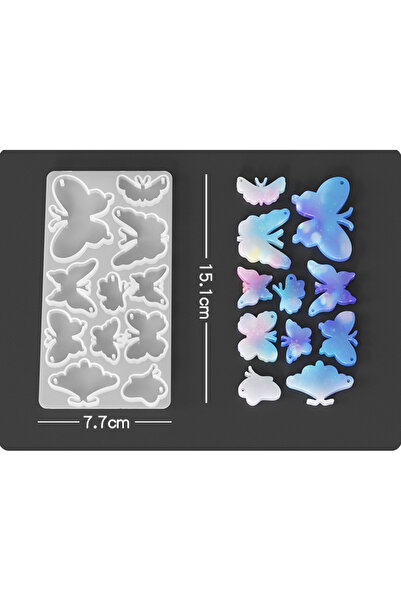 HOBİFLEX EPOKSİ REÇİNE SİLİKON KALIP İTHAL MUHTELİF KÜÇÜK KELEBEK ANAHTARLIK KÜPE SİLİKON KALIP HB5021-0041