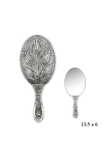 Gumush Lale Motifli El Aynası