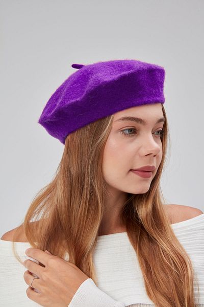derikem Female Artist Painter Hat Classic French Beret Fashion Artist Hat Felt French Hat Purple