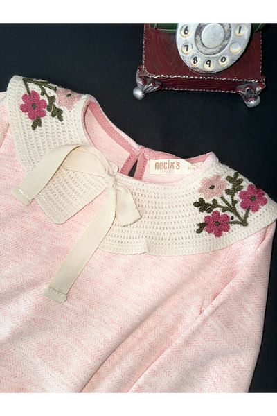 Necix's Floral Detailed Neckline Bottom Top Set