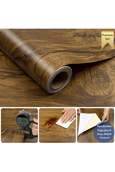 TechnoSmart 60×300cm Kendinden Yapışkanlı Doğal Ahşap Dokulu Kaplama Kağıdı Mutfak Dolap Masa Duvar