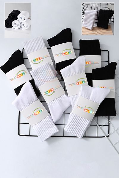 Color Socks Комплект от 6 чифта черно-бели спортни памучни чорапи до глезена