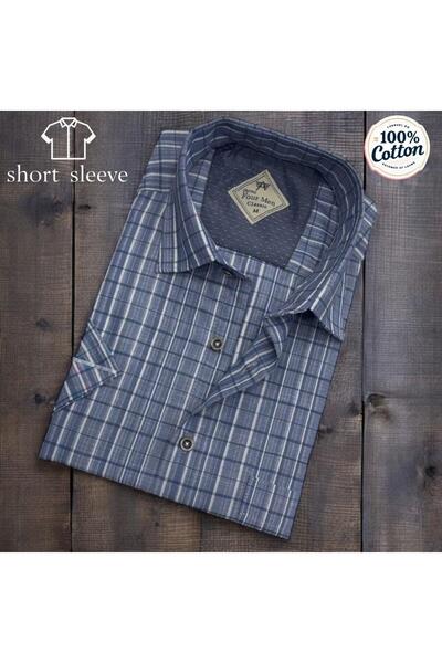 EREN STYLE Ανδρικό κοντομάνικο πουκάμισο από βαμβακερό λινό ύφασμα (κανονική ...