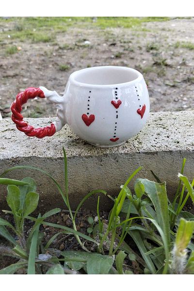 Home Coffee Cup "Twisted Handle Heart Pattern"
