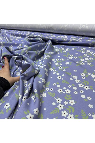 Yaren Ülker Belmando Viskon Çiçek Desenli %100 Pamuk Çift En Mavi Renk