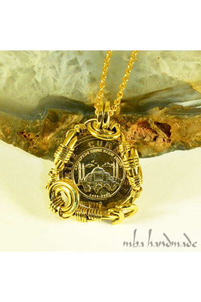 mba handmade jewelry Ayasofya Cami Hatıra Para El Yapımı Otantik Pirinç Kolye