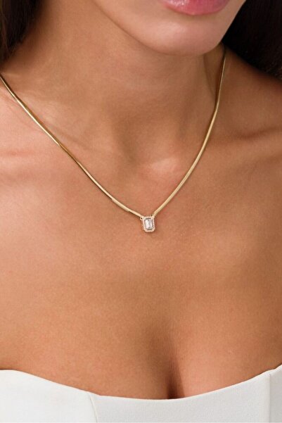 Sembol Gold Balık Sırtı Baget Kolye 14 Ayar 45 cm