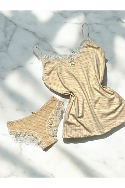 Gizli Butik Σετ γυναικείο εσώρουχο πουά Lycra - Skin