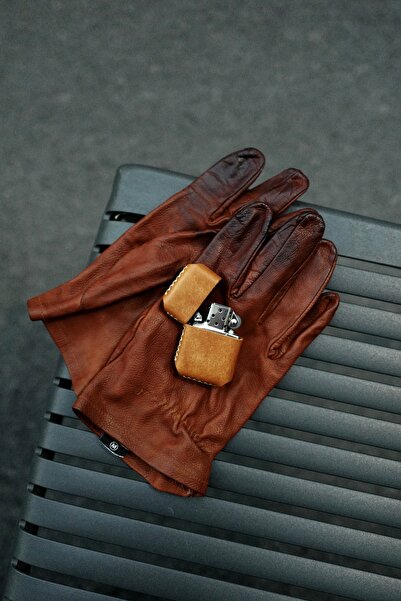 CACTUS Benzinli Çakmak El Yapımı Hakiki Deri Kılıflı Çakmak Hediyelik Vintage...